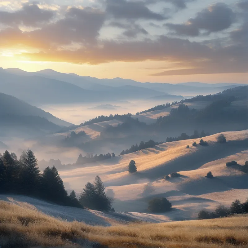 Misty Rolling Hills Sunrise