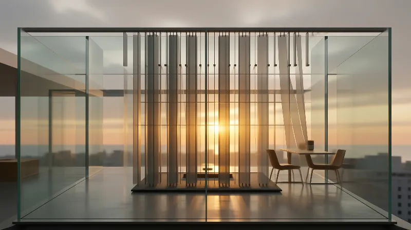 Modern Glass Pavilion Sunset