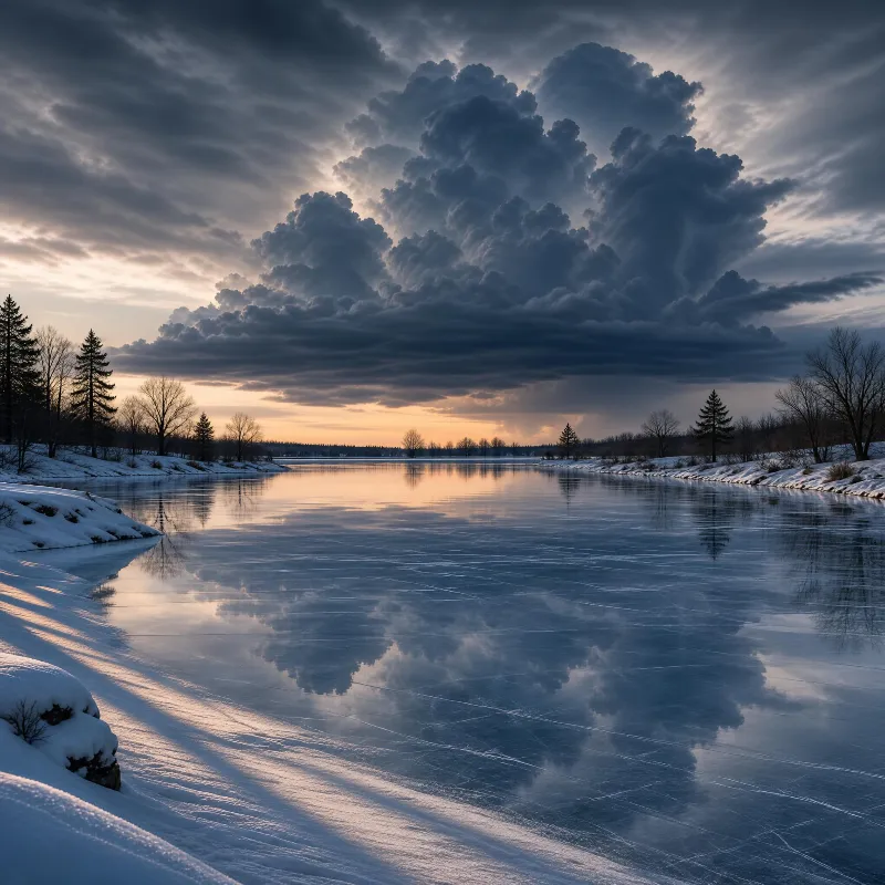 Winter Lake Reflection