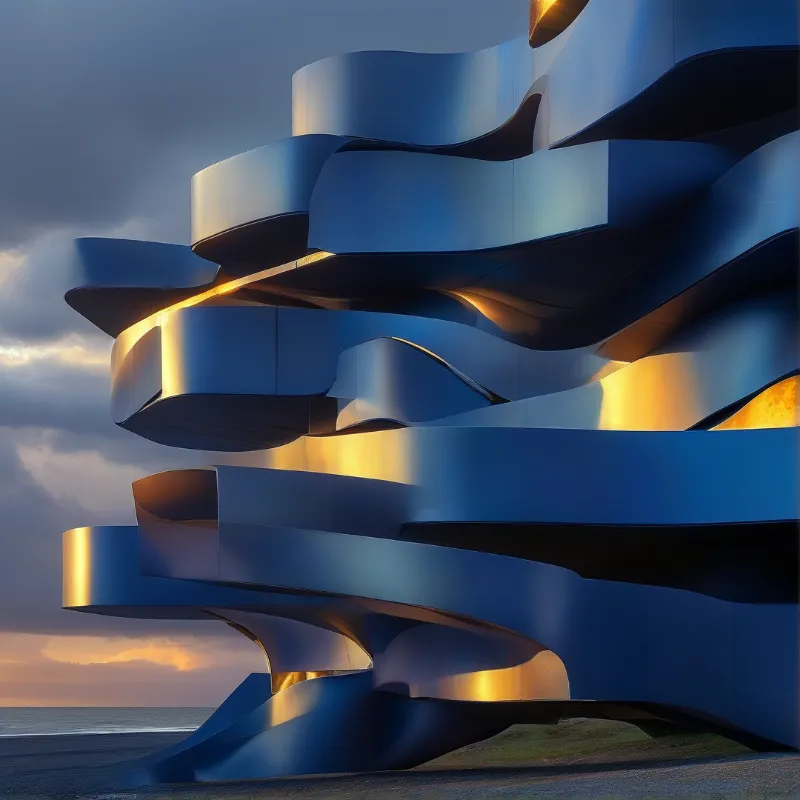 Blue Futuristic Coastal Building