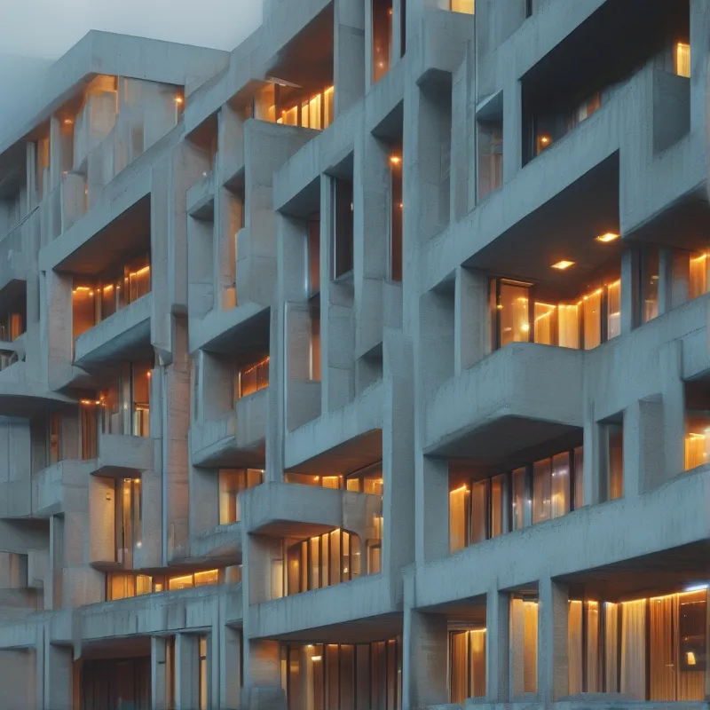 Illuminated Concrete Facade