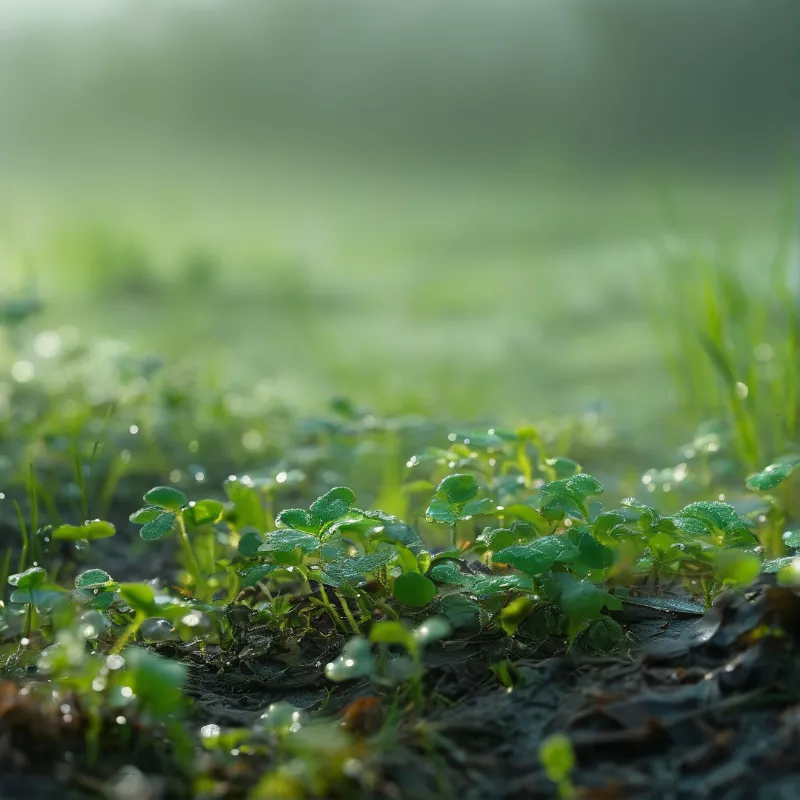Green Sprouts with Dew
