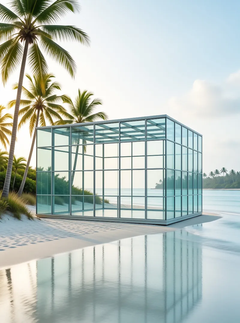 Glass Pavilion on Tropical Beach
