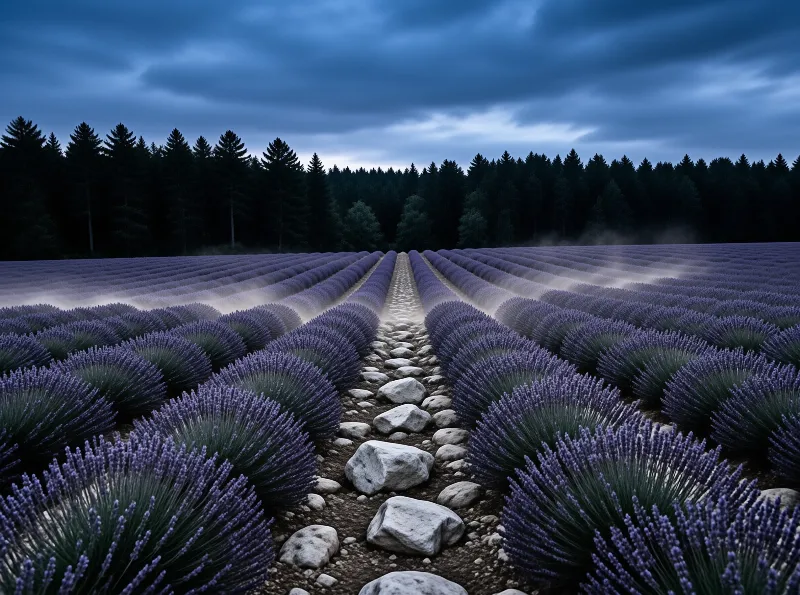 Lavender Field at Dusk