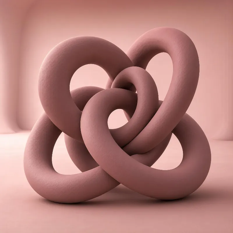 Abstract Pink Interlocking Knot
