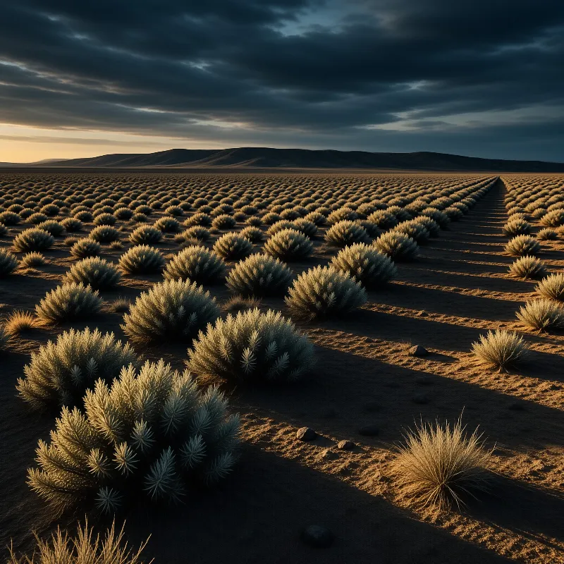Aligned Desert Sage at Dusk