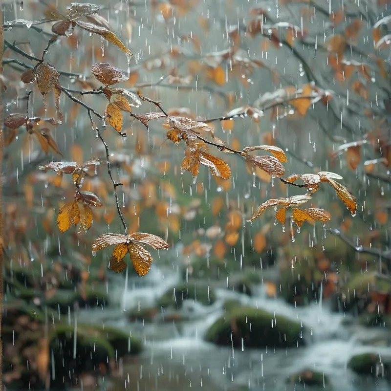 Rain-Kissed Autumn Foliage Landscape
