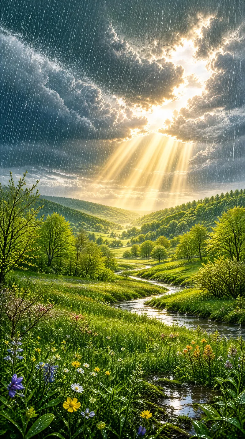 Sunlit Rainy Valley