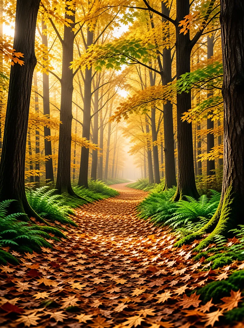 Golden Autumn Forest Path