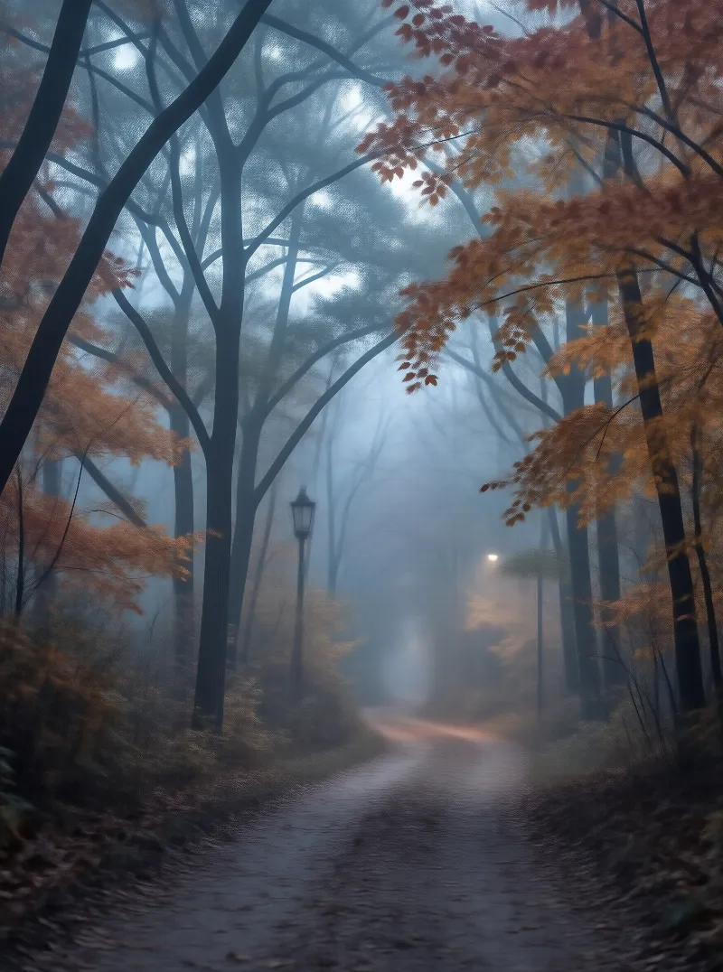 Misty Autumn Forest Path