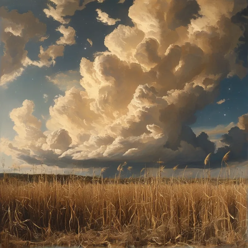 Dramatic Sky and Golden Grass