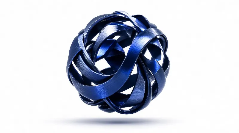 Blue Metallic Ribbon Sphere