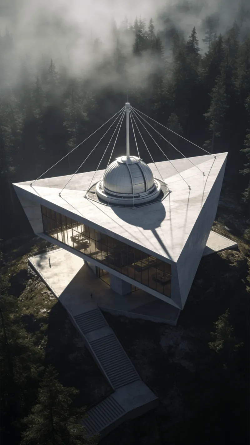 Observatory with Tensile Structure — Misty Forest