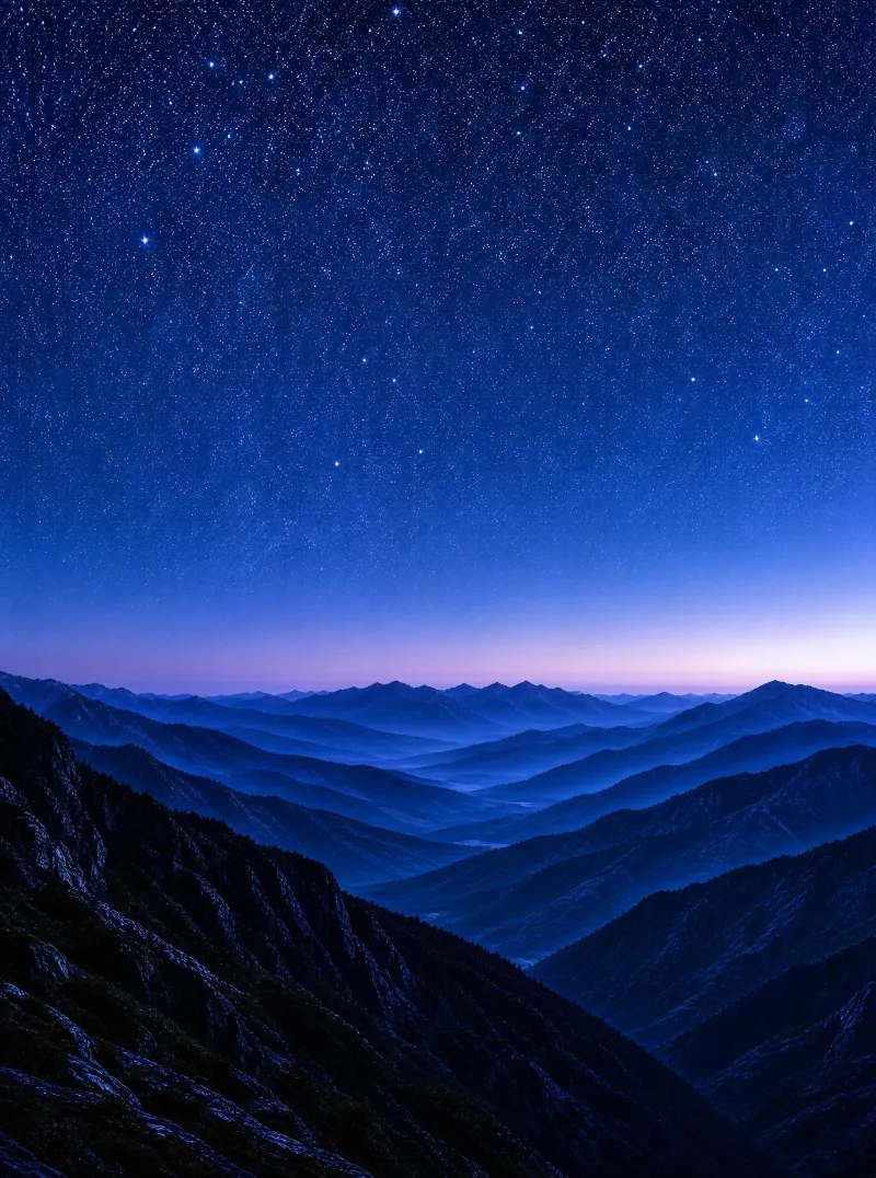 Starry Night Over Mountain Ranges
