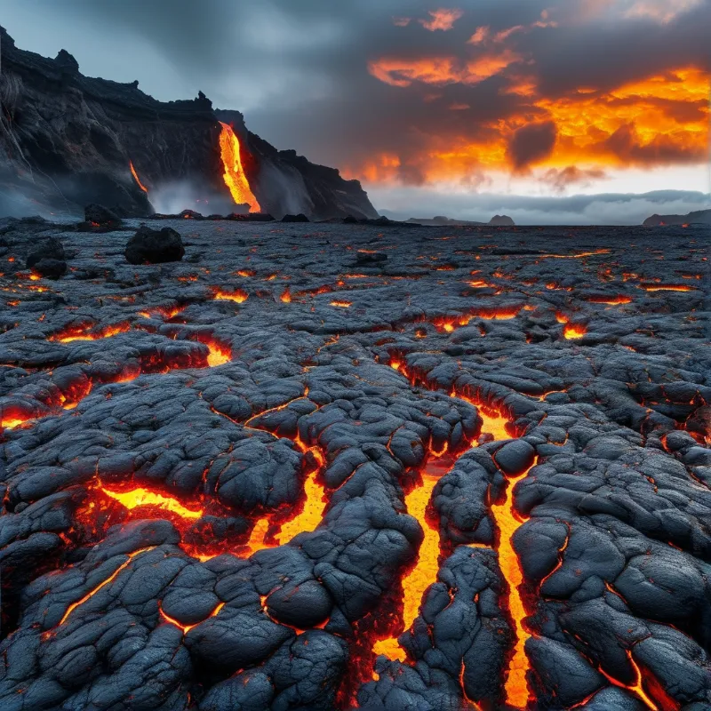 Volcanic Lava Flow Landscape