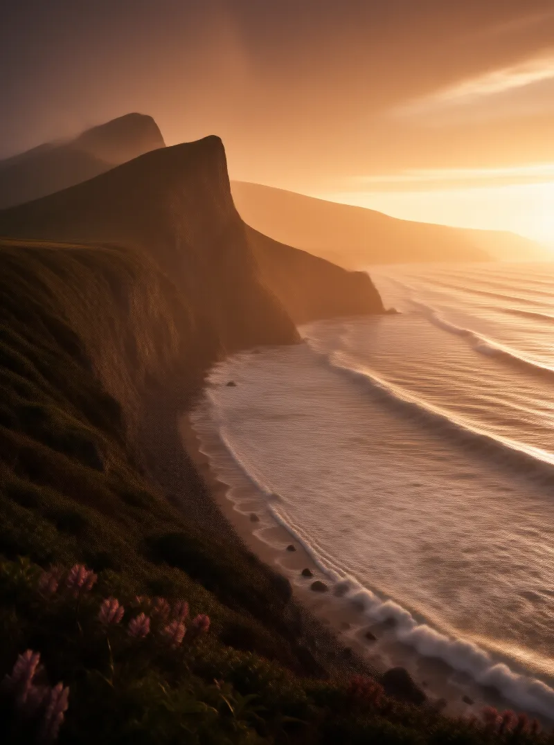 Golden Hour Coastal Cliffs