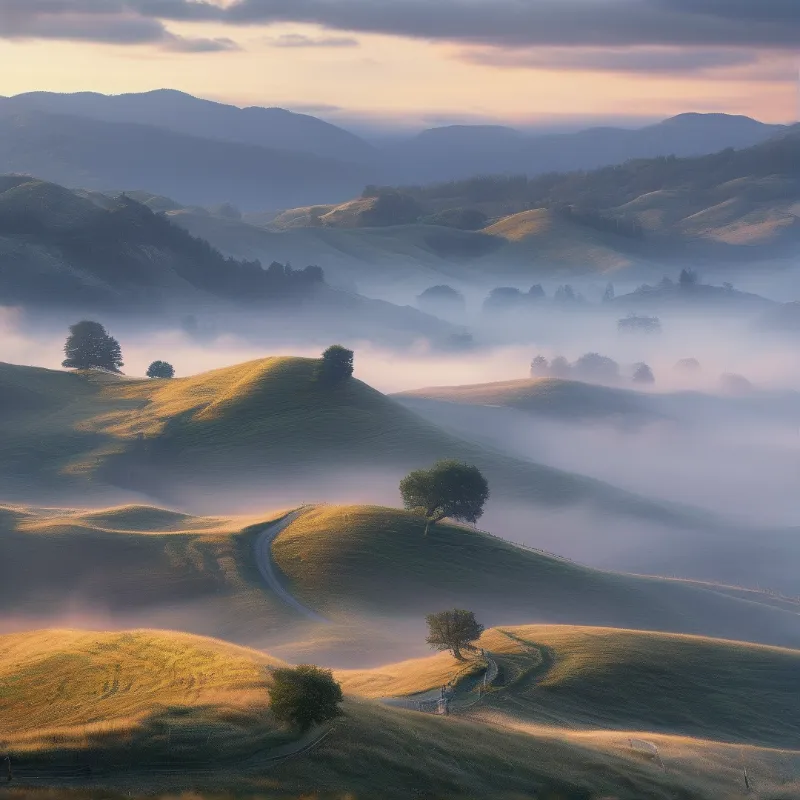 Misty Hills at Sunrise