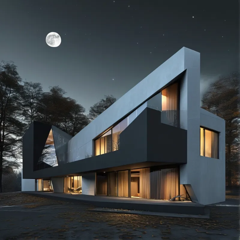 Modern House at Night