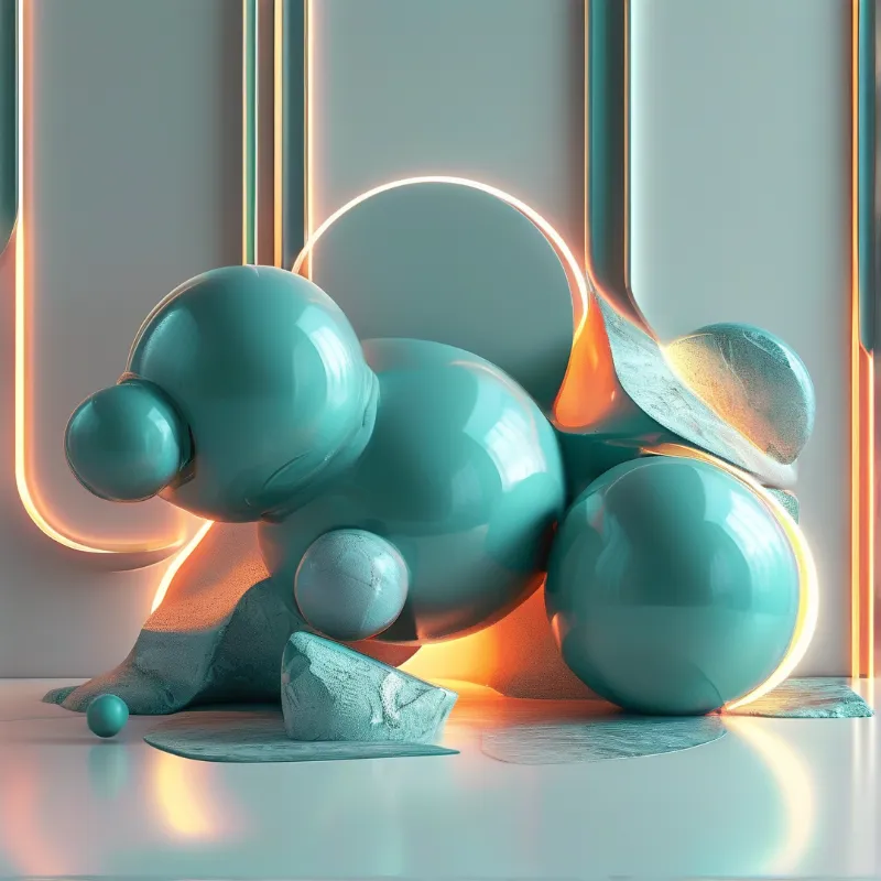 Glowing Teal Sculpture
