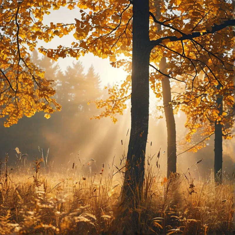 Golden Autumn Forest Sunrise