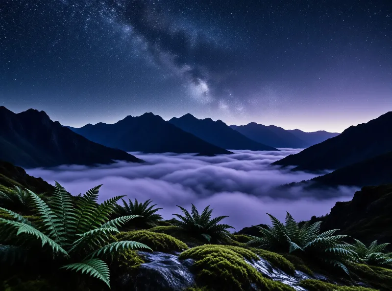 Starry Sky Over Mountains
