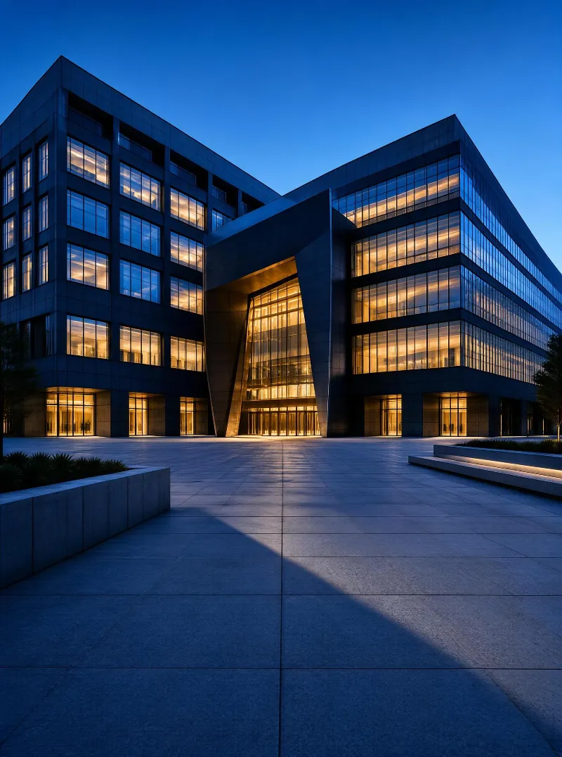 Modern Office Building at Dusk