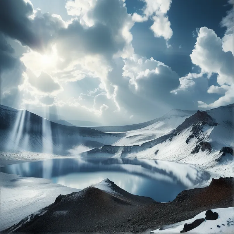 Snowy Mountain Lake Sunrise