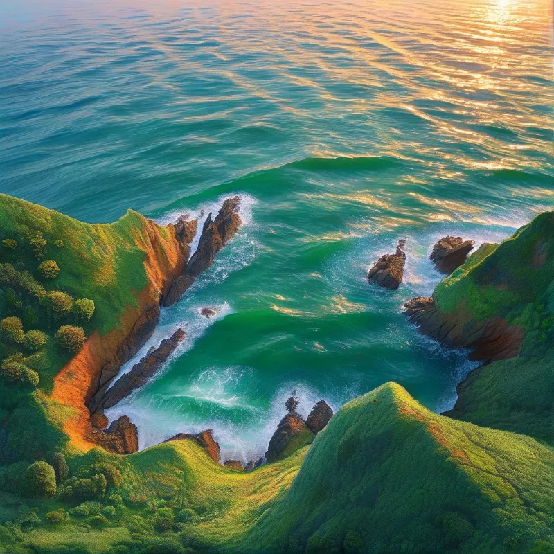 Surreal Green Valley with Water