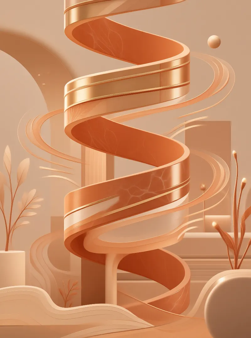 Abstract Terracotta Spiral 3D Scene