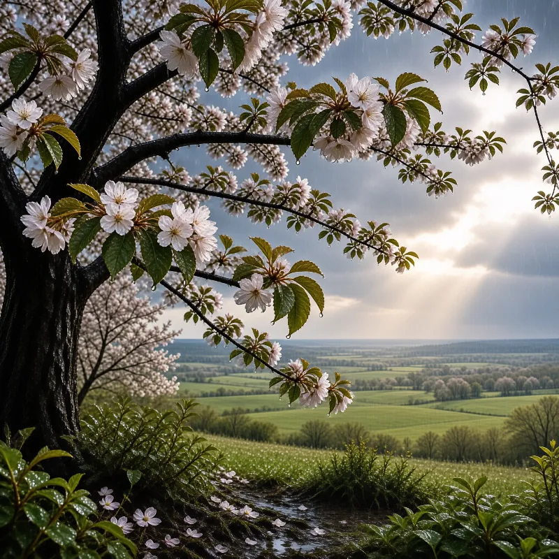 Rainy Cherry Blossom Valley