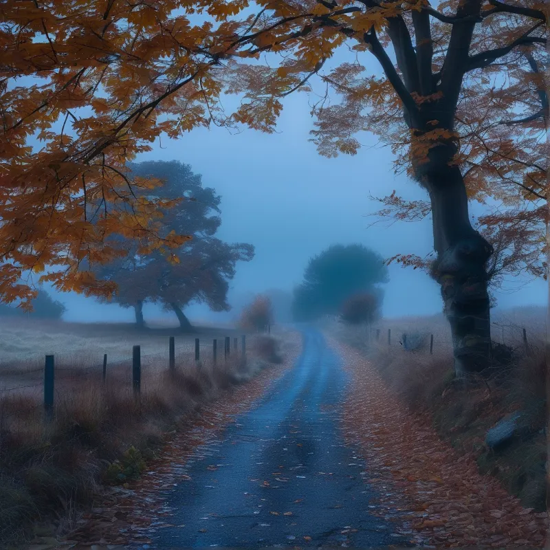 Misty Autumn Road