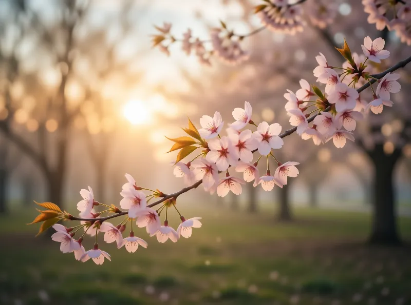 Cherry Blossoms at Sunset