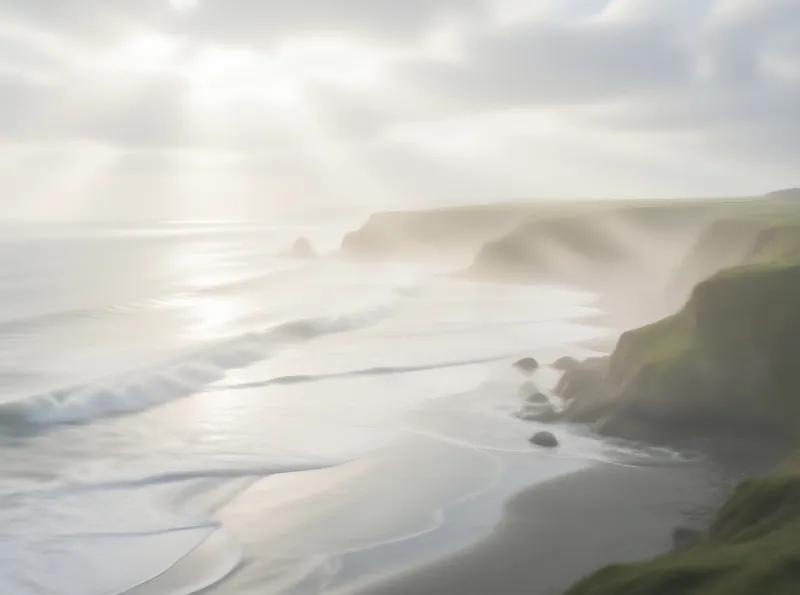 Misty Coastal Cliffs