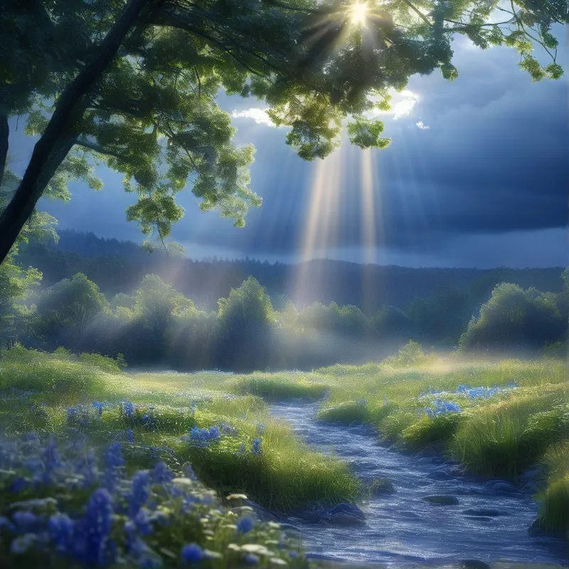 Sunlit River Landscape