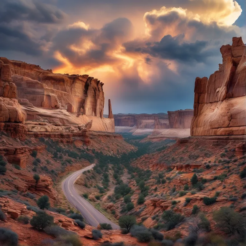 Desert Canyon Road at Sunset