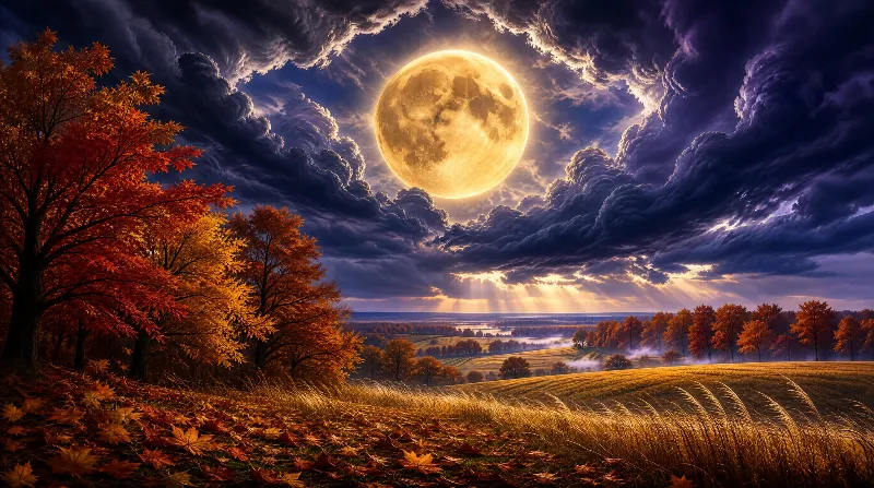 Dramatic Autumn Moonrise