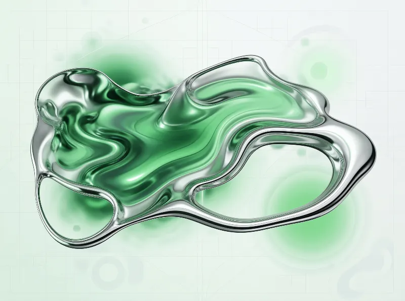 Abstract Green Liquid Form