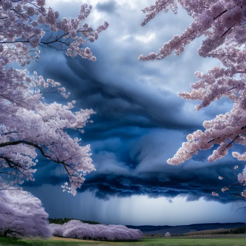 Framed Cherry Blossom Storm