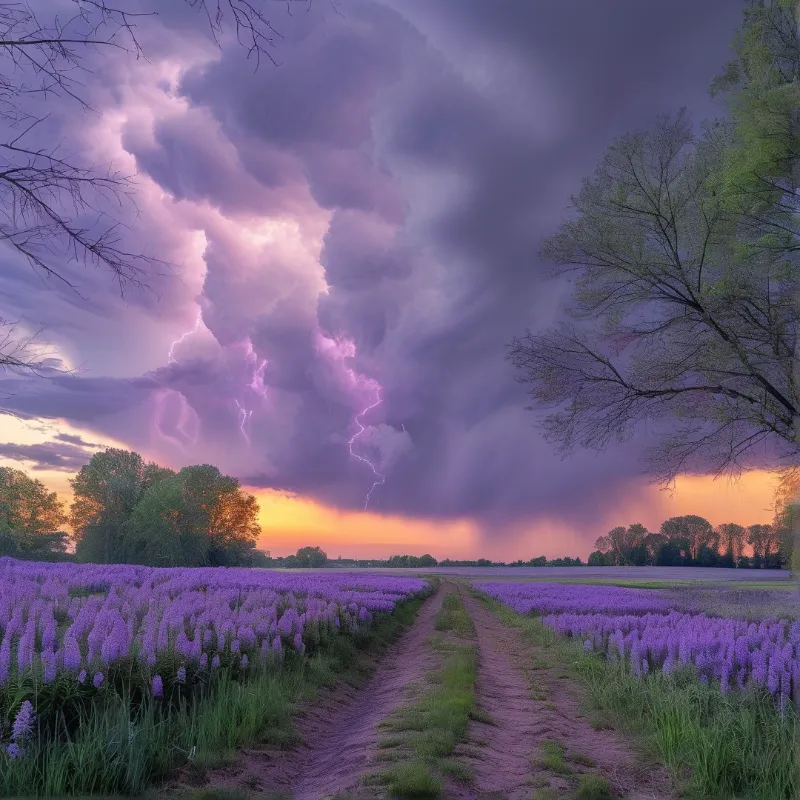 Lightning Over Purple Field