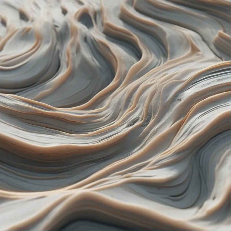 Swirling warm beige and pale gray onyx patterns fill the frame with diffused light highlighting each raised layered ridge.
