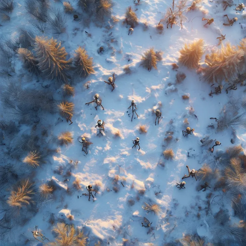 Skeletons in a Snowy Field