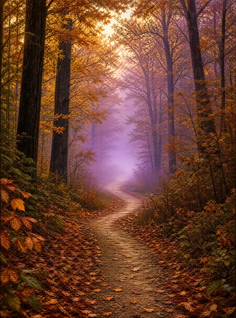Misty Autumn Forest Path
