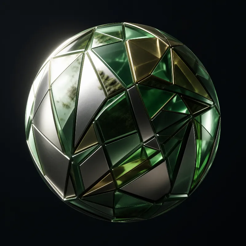 Faceted Green Crystal Sphere