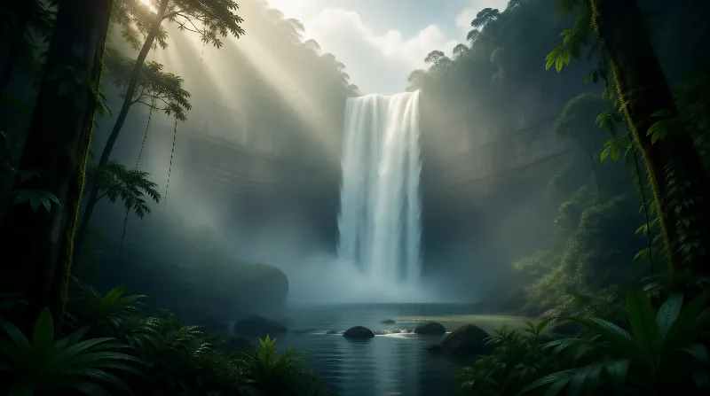 Majestic Waterfall in Mist