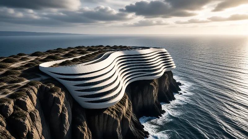 Futuristic Cliffside Building