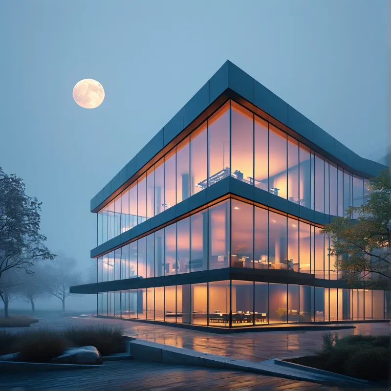 Moonlit Modern Glass Villa