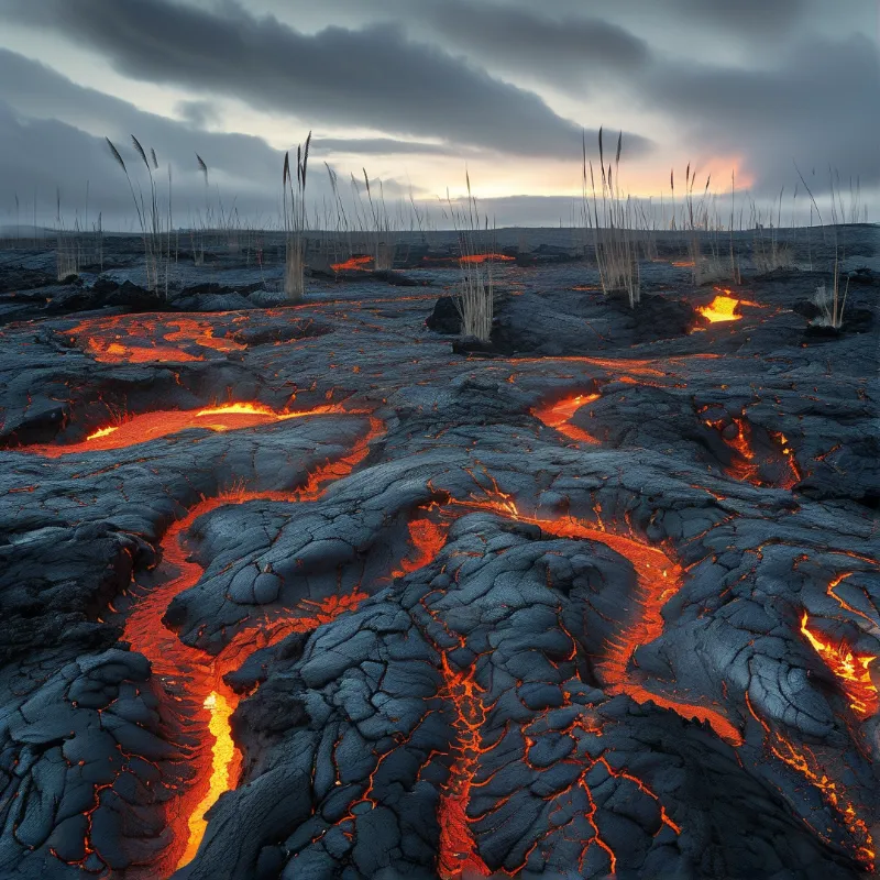 Volcanic Lava Flow Landscape
