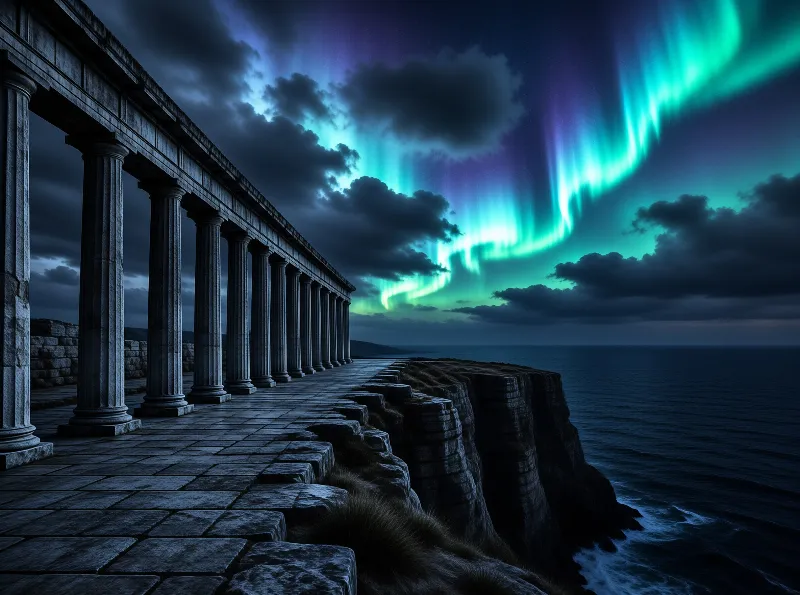 Ancient Columns and Aurora