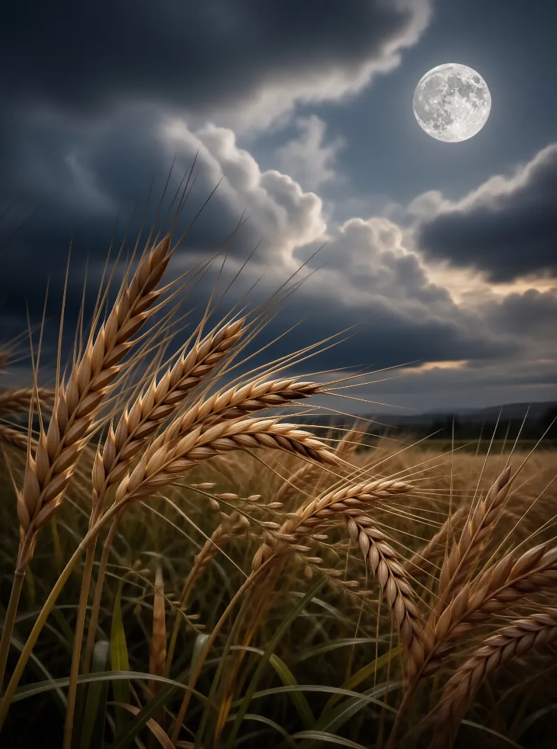 Moonlit Wheat Field