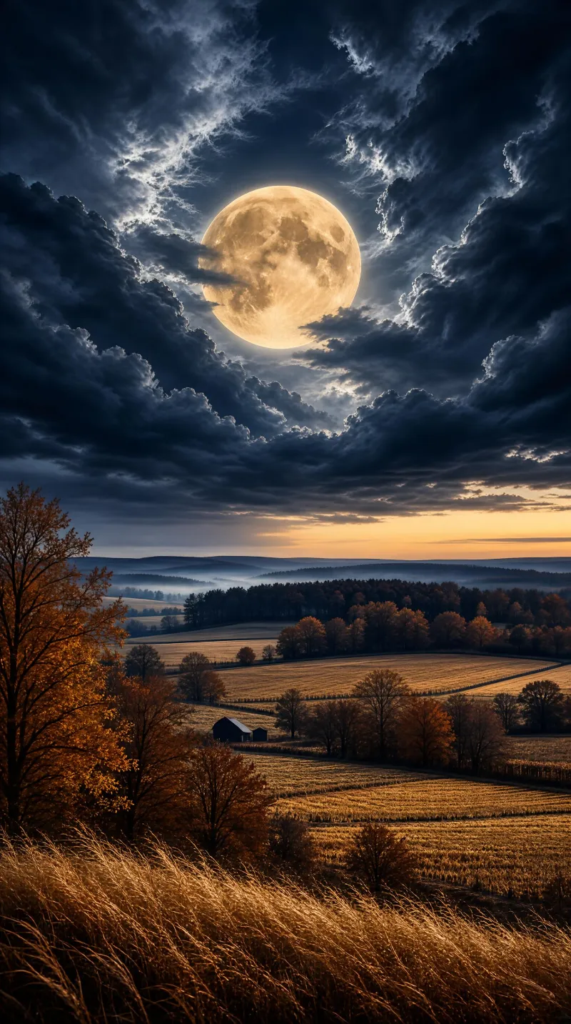 Moonlit Autumn Landscape